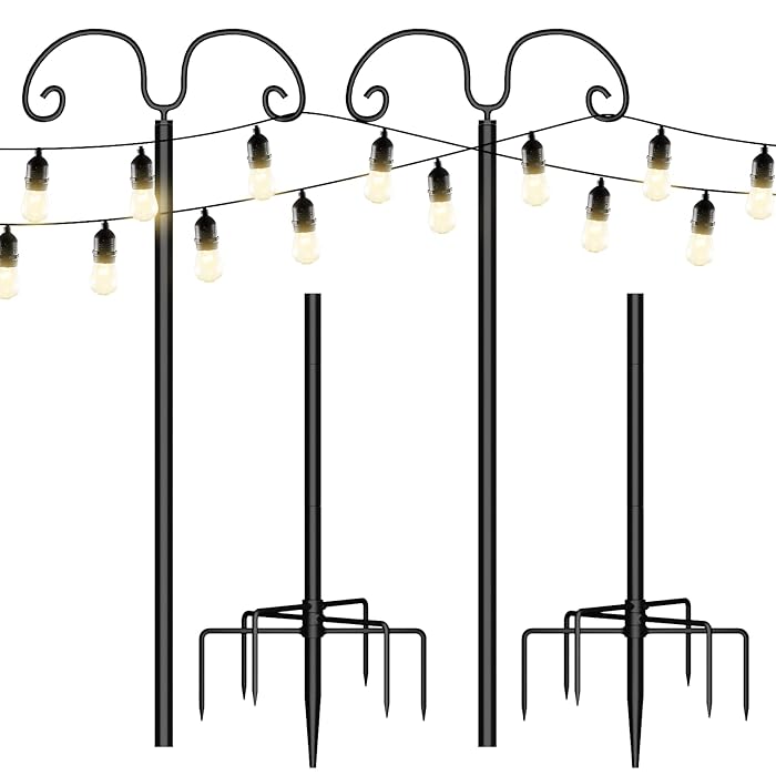 Buy FEIERYA String Light Poles for Outdoor 2 Packs, Double Shepherd