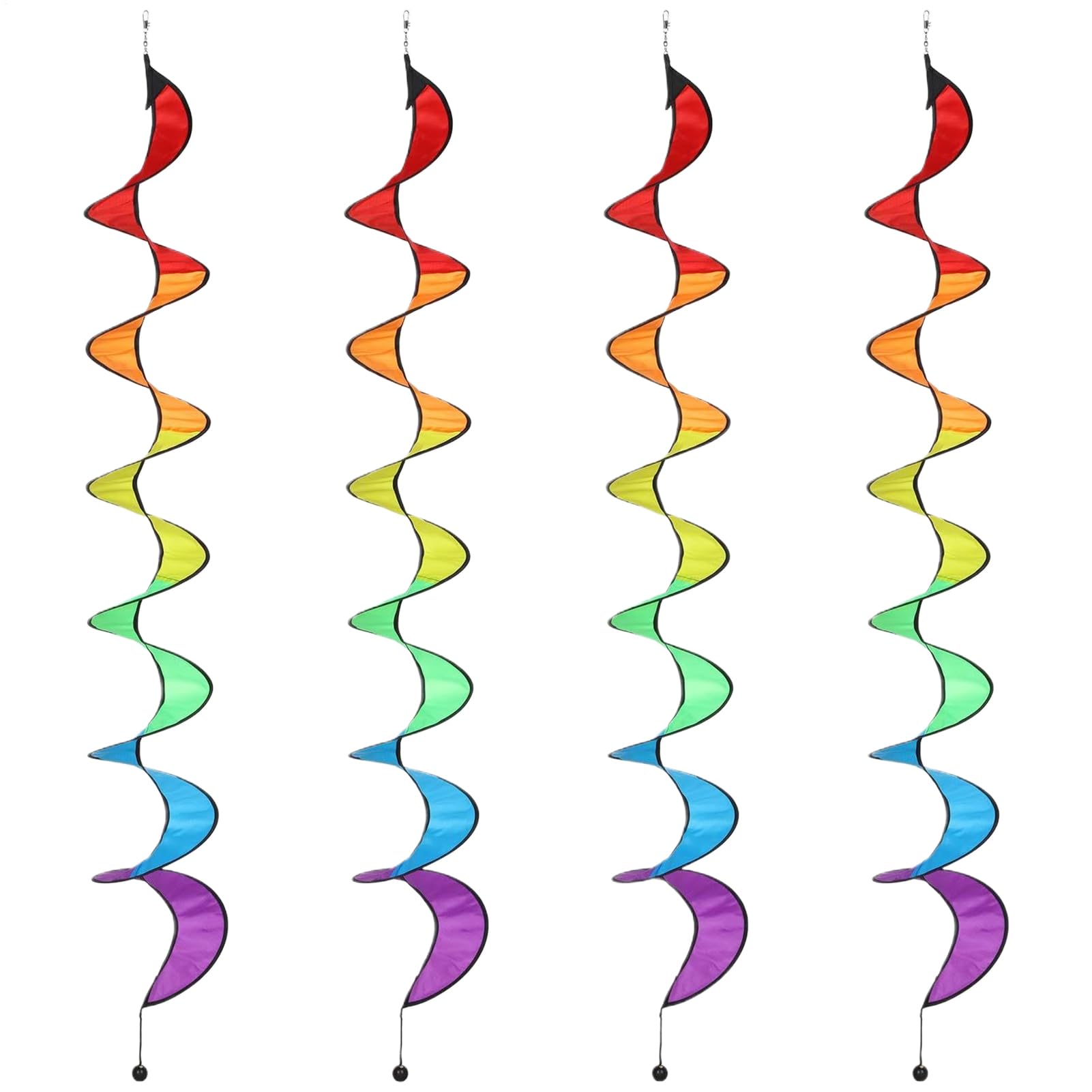 4PCS Rainbow Wind Spinner - 59" Rainbow Curlie Spinner Hanging Wind Twister - Outdoor Hanging Wind Socks - Colorful Windsock Streamers for Yard Tent Garden Outdoor Lawn Decoration