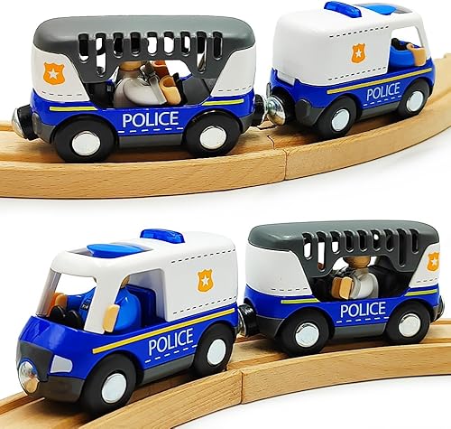 Miniatura 3 de Juego de trenes magnéticos y autos de madera, accesorios de tren, estación de tren para niños pequeños de 3 a 5 años, juegos de trenes de madera