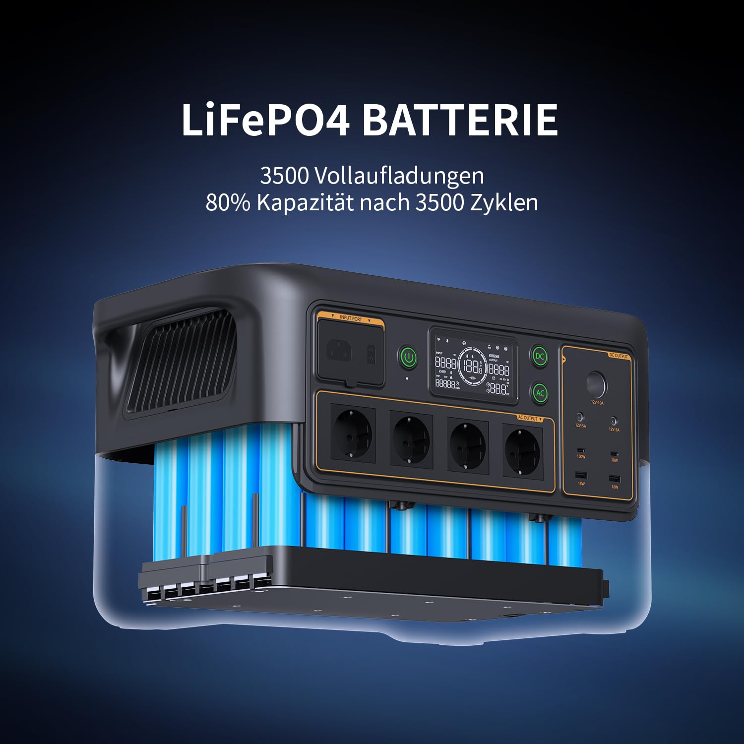 Station électrique portable F3000LFP Pecron, 4 prises AC 3600W/3072Wh générateur solaire, batterie LiFePO4 recharge rapide pour usage domestique