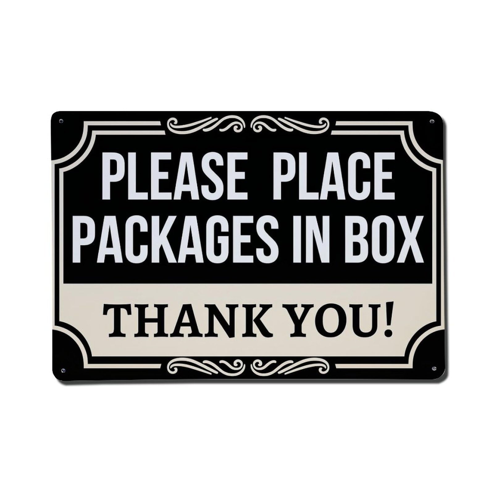 Nestemfo Vintage Please Place Packages In Box Tin Sign Metal Sign, Living Room,Bar, Home, Bedroom Wall Decor,Retro Metal Poster 8X12 Inches