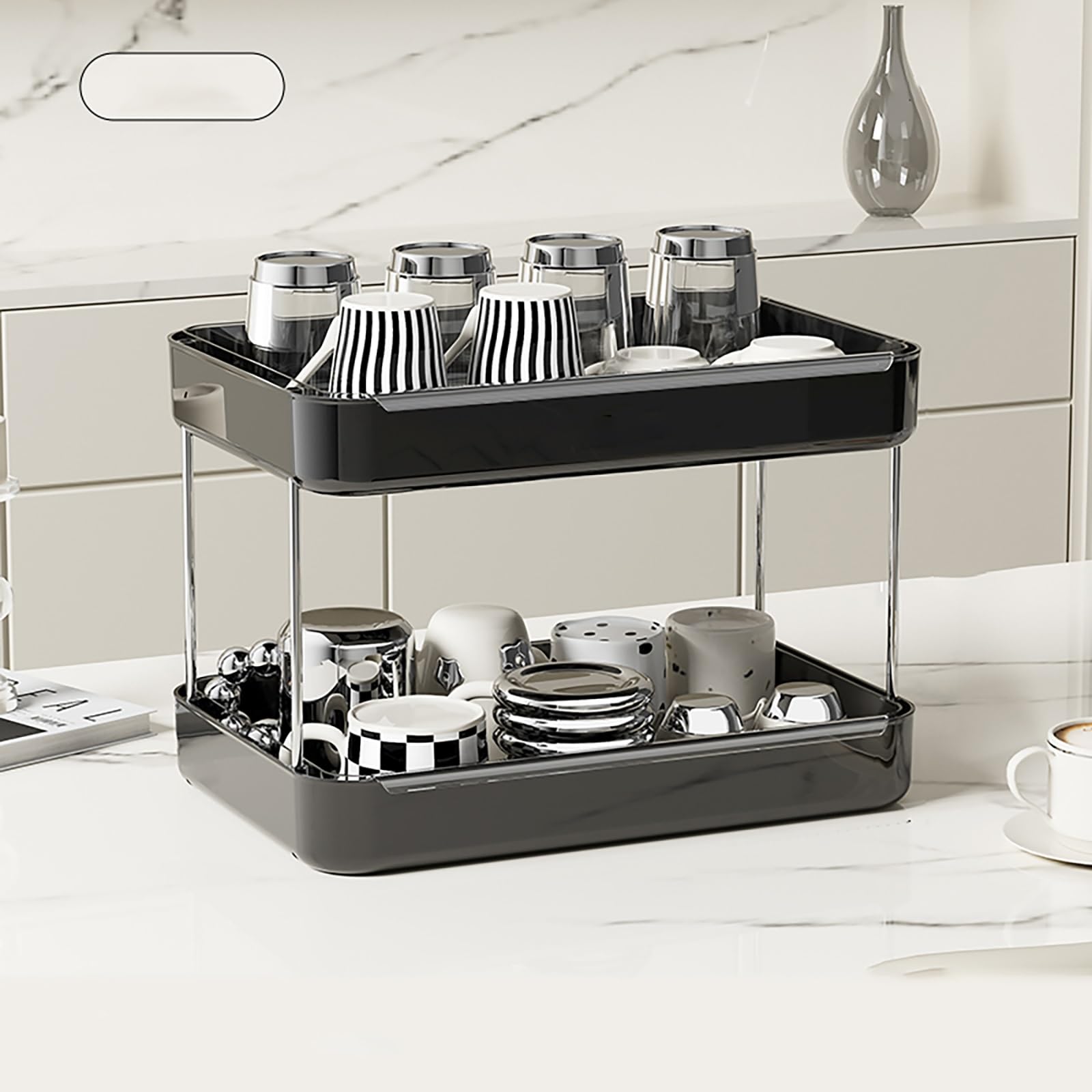 Mensola Da Scrivania Organizer Da Scrivania, Espositore Da Scrivania In ABS, Scaffale Da Scrivania Di Grande Capacità, Staffa In Metallo Organizer Da Banco Per Ufficio, Dormitorio, Casa(Black,23cm)