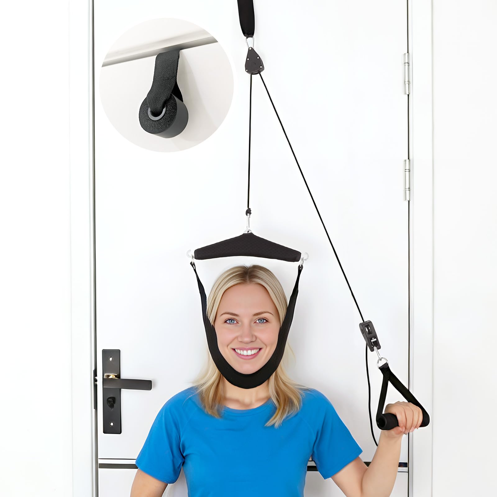 Appareil de Traction cervicale à Double cliquet, Appareil de Traction du Cou, pour Soulagement de la Douleur Cervicale, la Hernie Discale Vertébrale