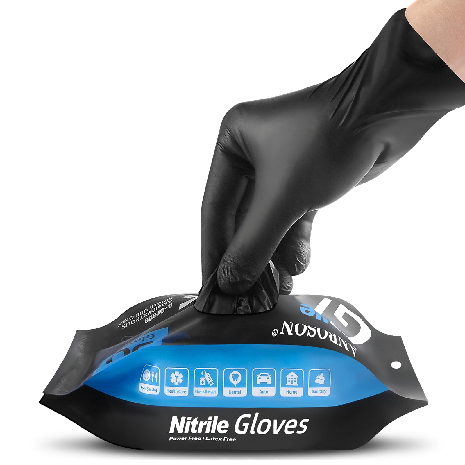Photo 1 of ANBOSON Nitrile Gloves Disposable, Black, Latex-Free & Powder-Free Food Safe, Cooking, Cleaning Gloves, 5 Mil, XL, 50 Count