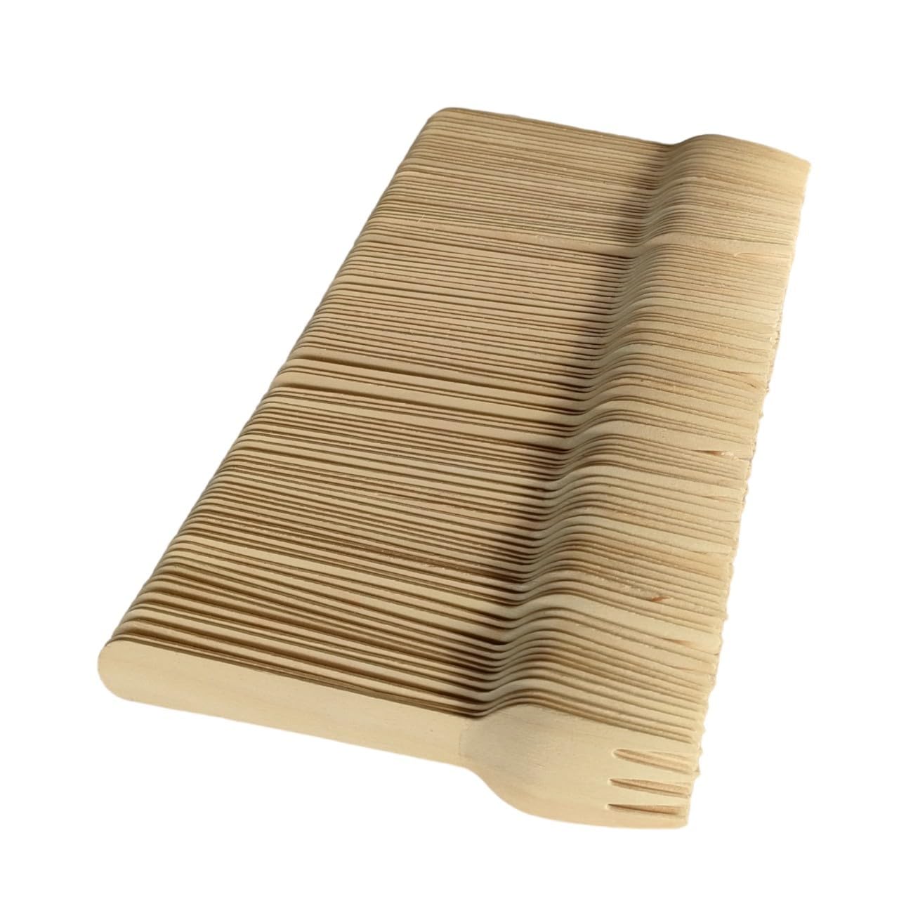 100 Pcs 6.25 Inch Disposable Wooden Forks, Biodegradable Eco Friendly, Natural Wooden Forks, Great for Parties, Weddings, Dinners, Camping