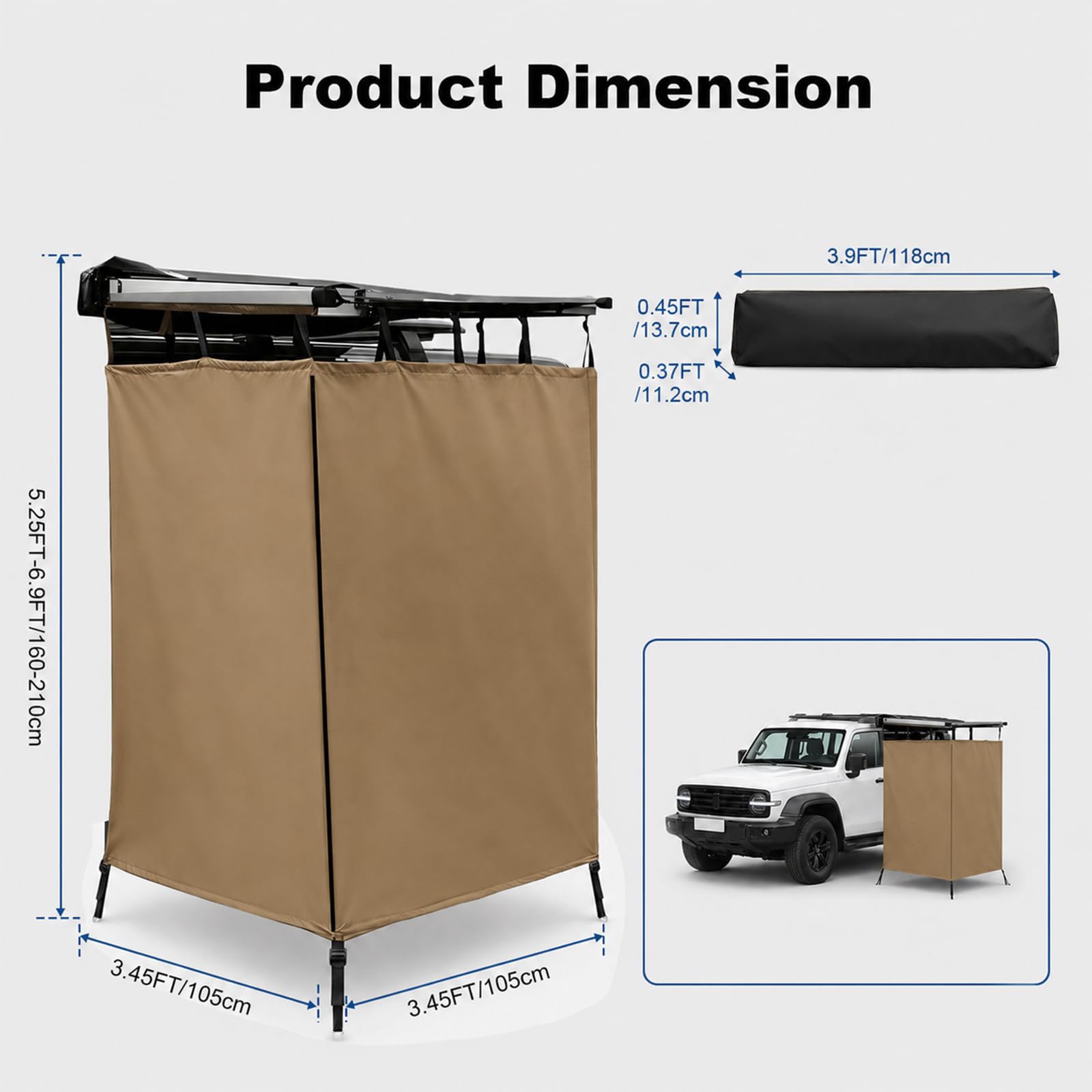 Duschzelt Camping, Oxford Wasserdicht Toilettenzelt, PrivatsphäRe SchutzräUme FüR Outdoor Campingdusche, Unverzichtbar Offroad ZubehöR, Aluminium&Stark ReißFest, Montiert Auf DachträGer Universal