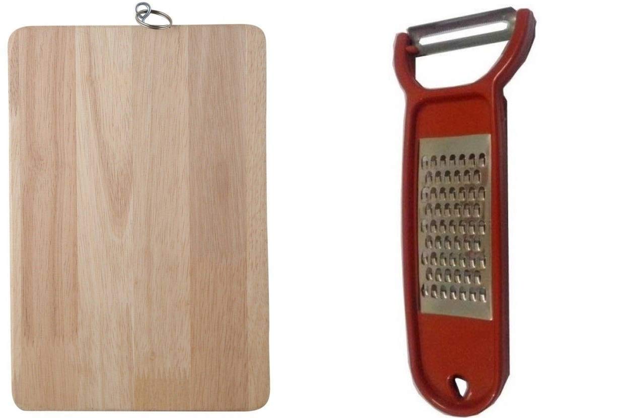 Xudo Wooden Non-Slip Vegetable Cutting Board with Peeler,2 Piece,Beige