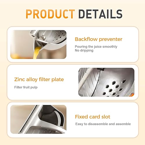 Miniatura 4 de Extractor de jugo de fruta fresca, exprimidor de mano actualizado 2025, exprimidor de limón, prensa manual con agarre ergonómico, fácil de limpiar