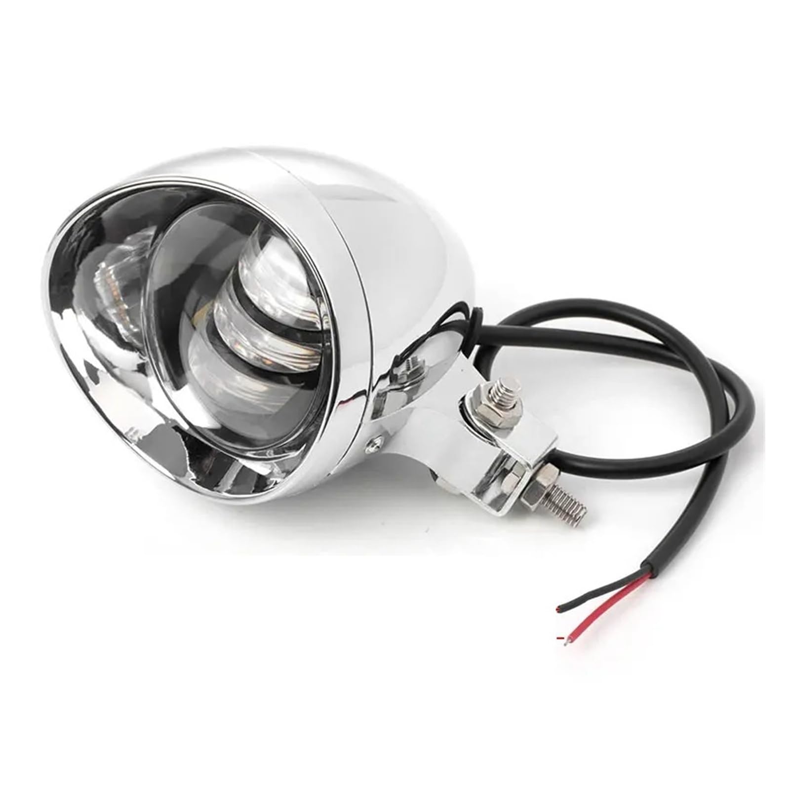 Phare moto rond 4 pouces avec feu blanc et jaune pour custom café racer
