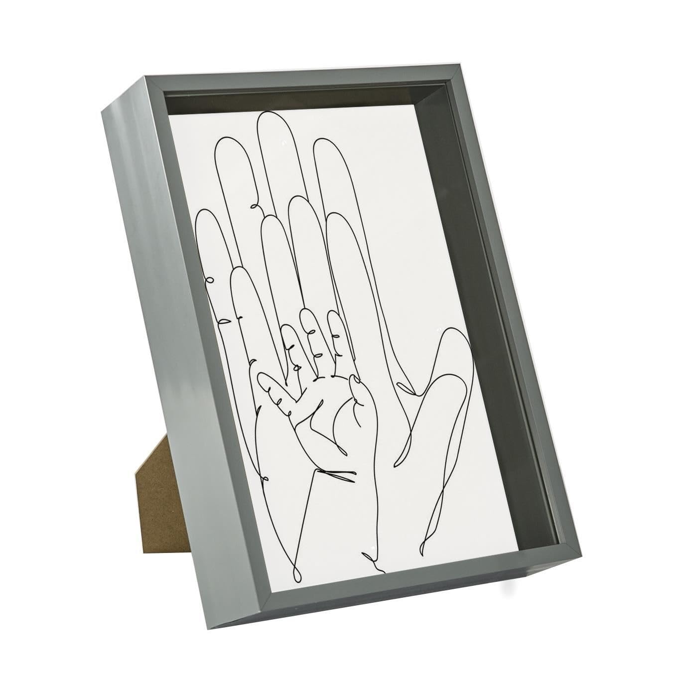 Nicola Spring 3D Shadow Box Photo Frame - 8 x 12 (20 x 30cm) - Pack of 1 - Grey 3D Photo A4 Picture Frame Deep Box Portrait Display Case for Crafts, Keepsakes, Wedding, Graduation