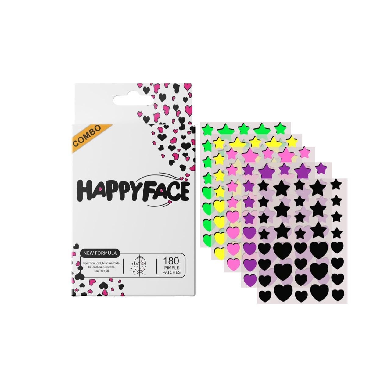 HappyFace 180 Count Pack Combo Stars and Hearts Pimple Patches 2 Sizes Acne Blemish Spot Dots Hydrocolloid 5