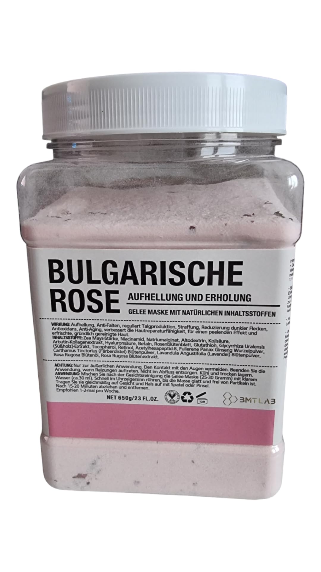 Gelee Maske Gesichtsmaske Bulgarian Rose Hautpflege Feuchtigkeitsspendend Antioxidans Anti-Aging für alle Hauttypen Beauty Jelly Mask Peel Off BMTLAB 650 Gramm
