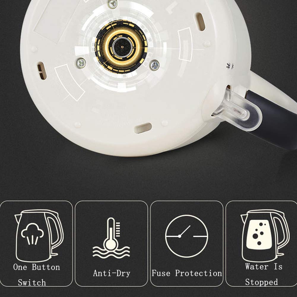 Hervidores de viaje eléctricos, rápidos y silenciosos, capacidad de 1,8 l con indicador LED de ebullición rápida, 1800 W con base de pirueta inalámbrica 360, acabado de acero inoxidable 304, apagado