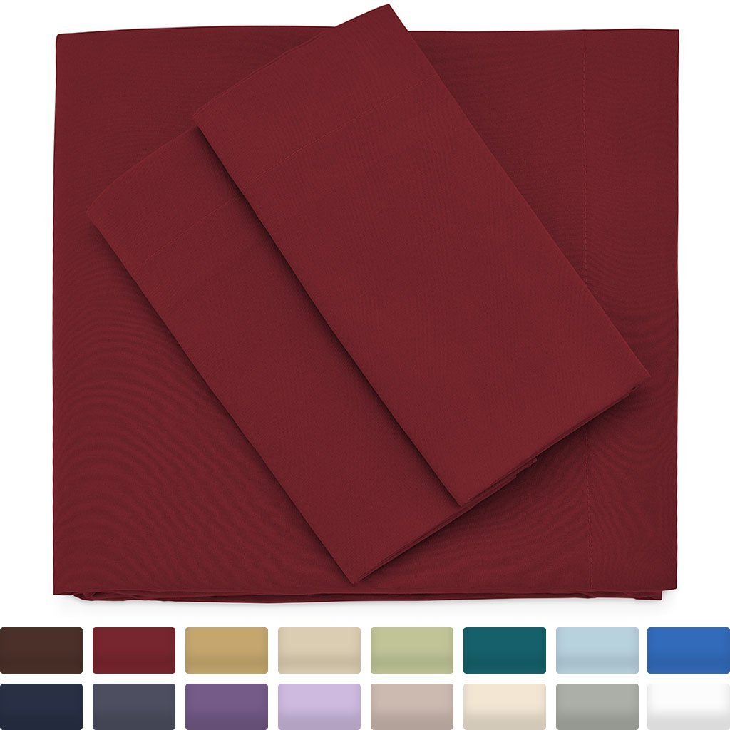 Cosy House Collection Premium Rayon Derived from Bamboo Bed Sheet Set - Cooling Blend - Deep Pocket, Ultra Soft & Breathable Bedding - 4 Piece Set (King, Burgundy)