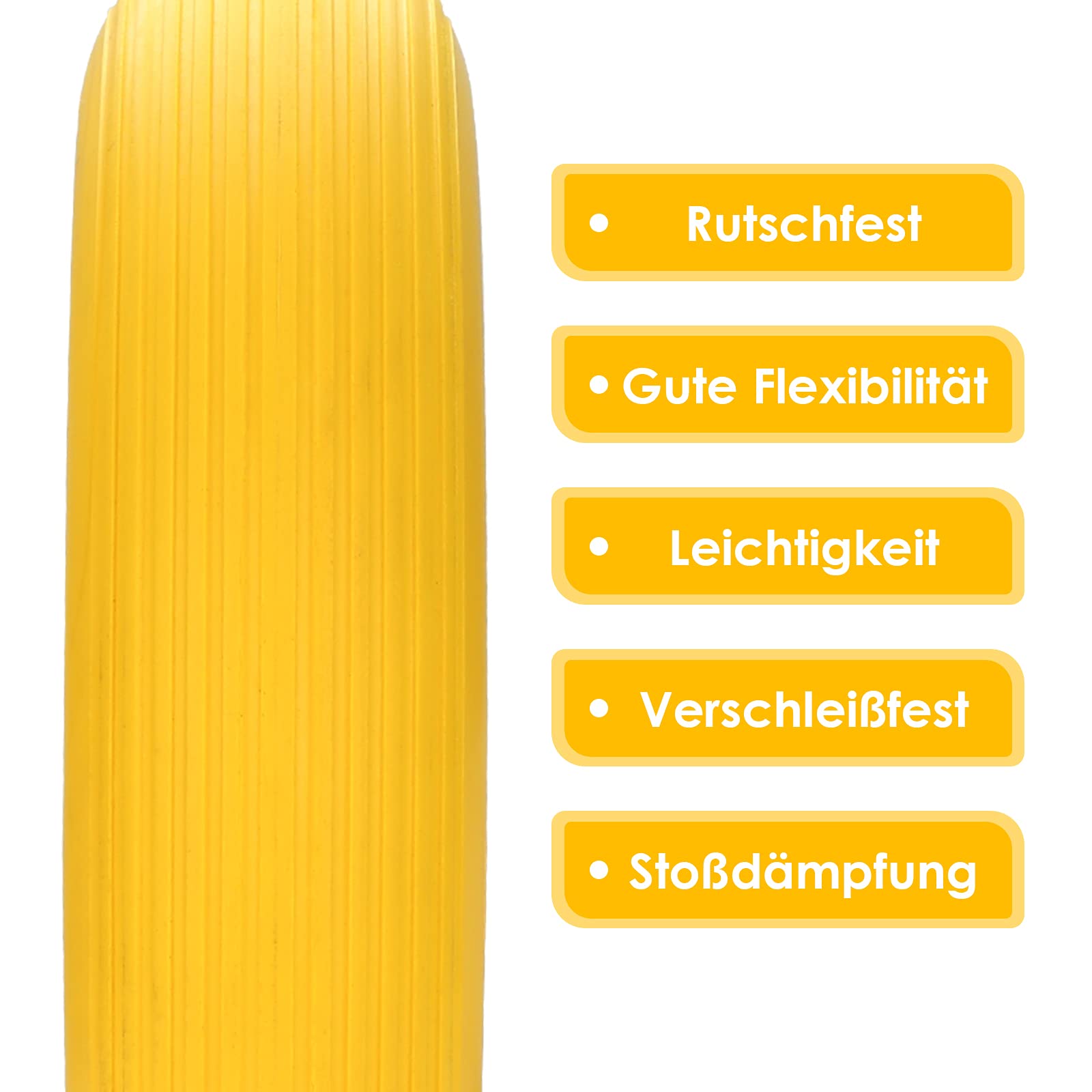 Schubkarrenrad Vollgummi 4.80/4.00-8 - Pannensicher 200kg Tragkraft Gelb/rot