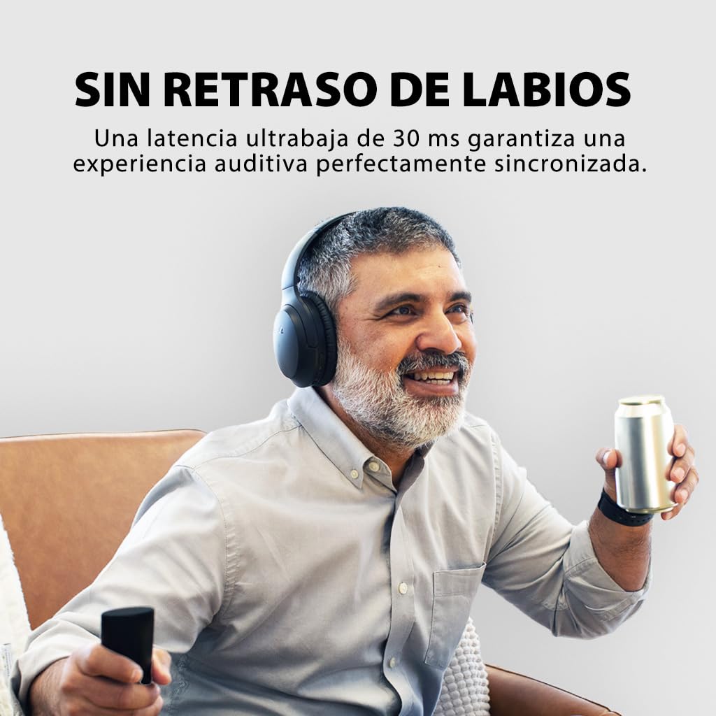 Avantree Opera - Auriculares Inalámbricos para Ver Televisión, Transmisor Bluetooth, Base de Carga, Modo Diálogo Claro, para TV, Auriculares con Volumen Mejorado para Personas Mayores, Alcance 50m