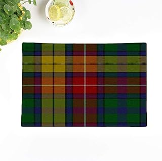 Set of 6 Placemats Colorful Scottish Traditional Buchanan Tartan Customizable Room Pattern 18x12.5 Inch Parties Decor Non-Slip Washable Place Mats for Kitchen Dinner Table Mats