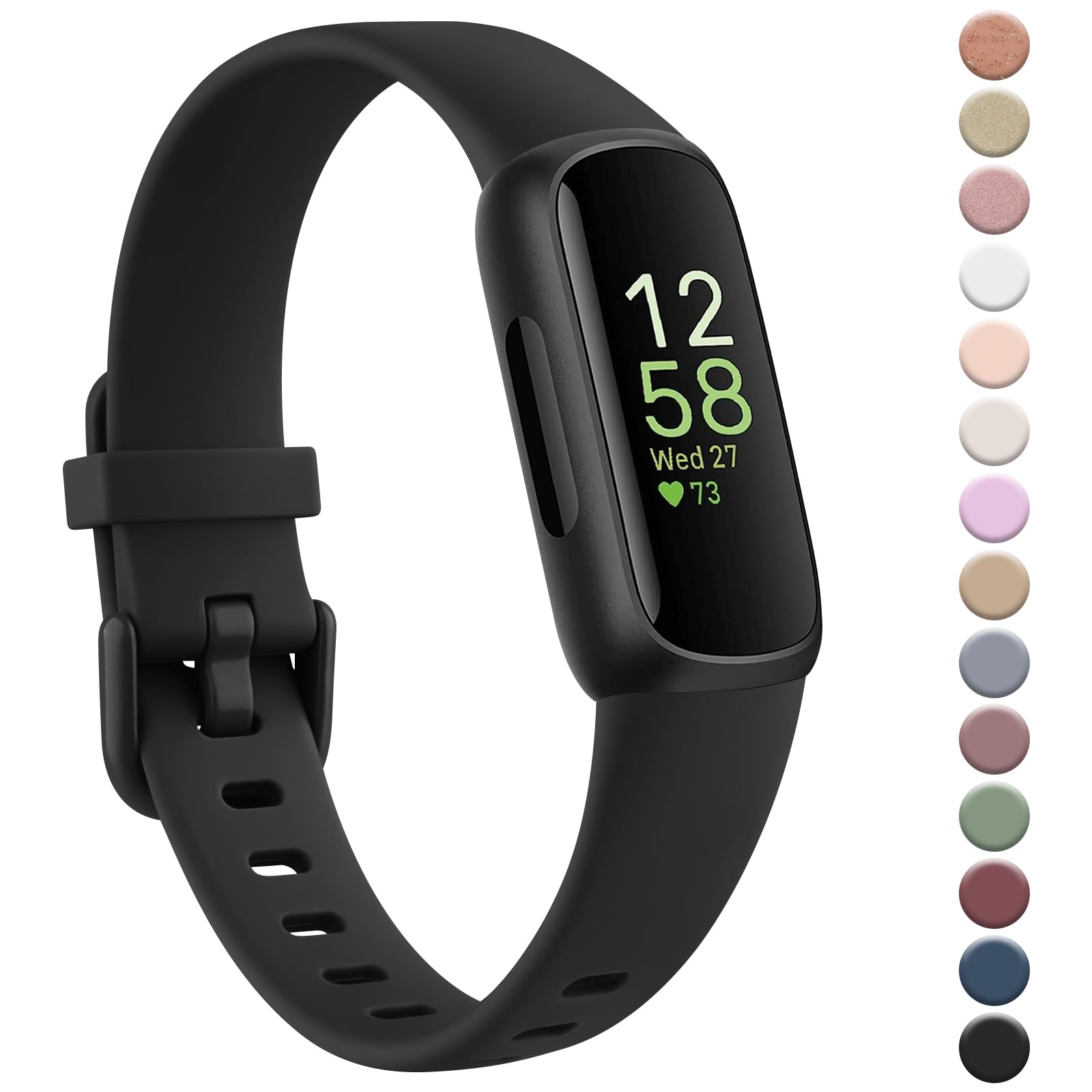 YLK Bracelet Compatible with Fitbit Inspire 3 Wristband for Men and Women, Classic Silicone TPU Wristbands, Sport Adjustable Replacement Strap for Fitbit Inspire 3 Watch Strap, Black