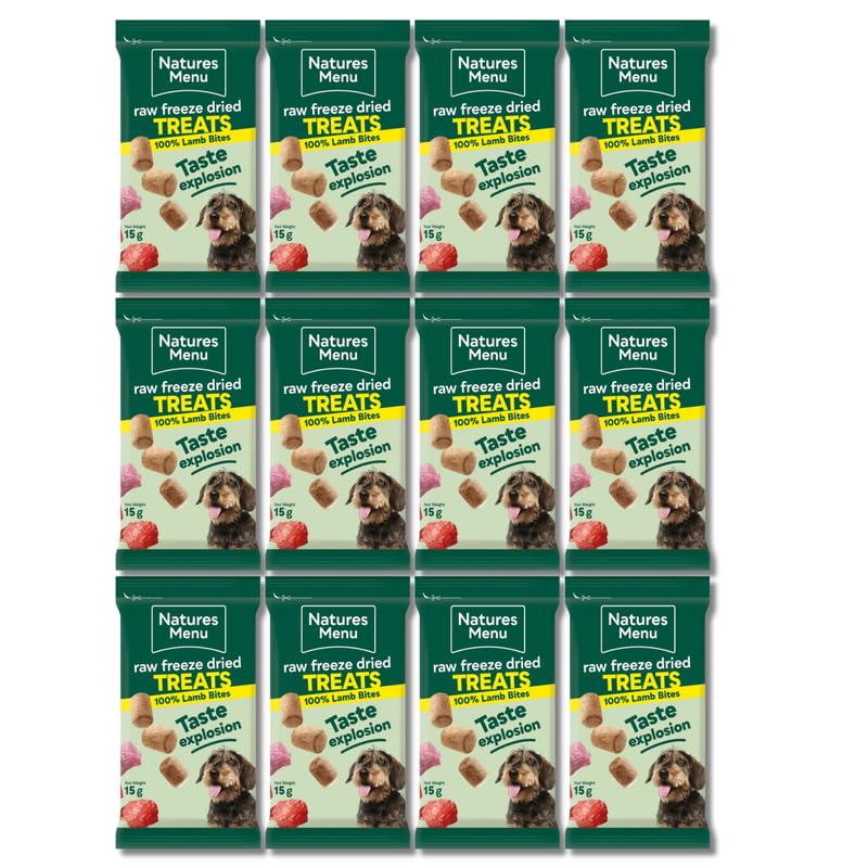 Nature's Menu Lamb (12 x 15g) Freeze-Dried Meat Bites – Training Treats for Dogs