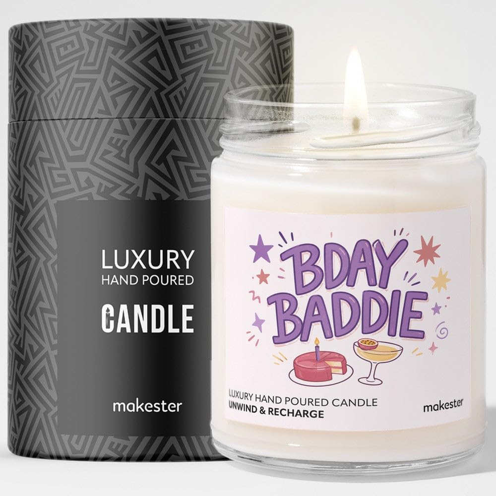 Birthday Gift for Baddie - Luxury Soy Wax Candle - Vanilla, Jasmine, Sugared Almond - Makester — image 1