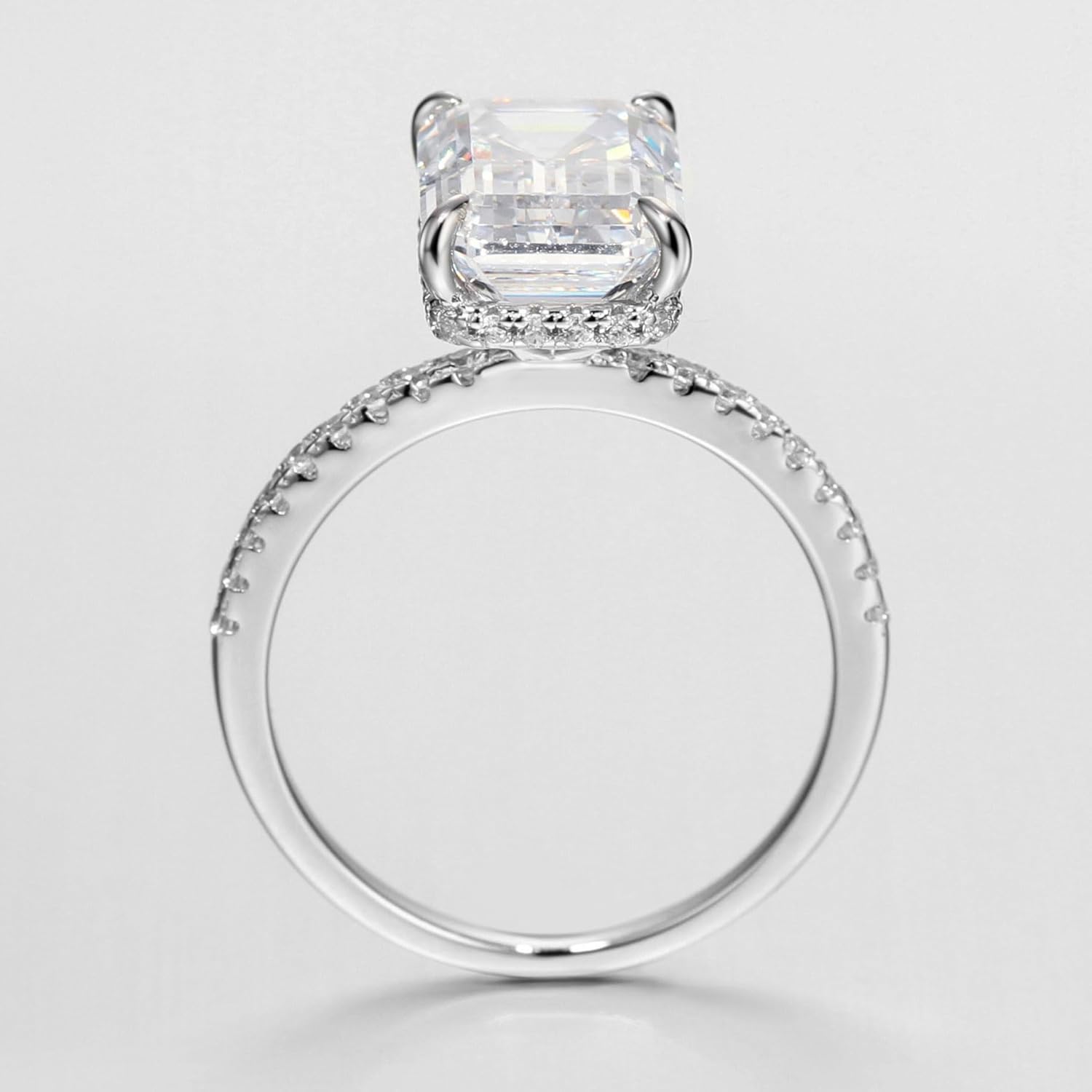 Michooyel 4ct Emerald Cut Cubic Zirconia Engagement Rings For Women D Color VVS Wedding Ring Promise Ring Sterling Silver Women's Ring - Image 7