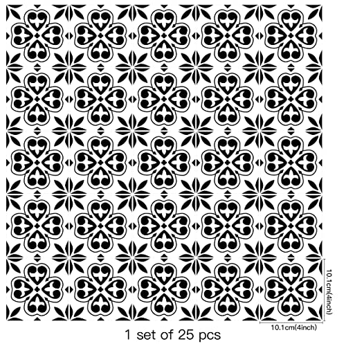 25 Pcs Moroccan Style Tile Sticker, 4X4 Inch(10X10Cm) Traditional Diy Murals, Tile Waterproof Oil Proof Removable Decals For Bathroom & Kitchen Backsplash (Ds-03) #TOP2