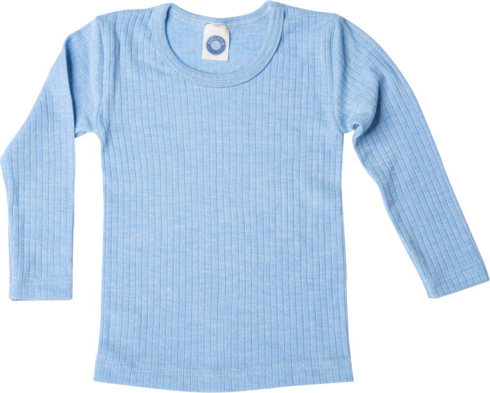 Cosilana Girls Blue Children T-Shirt/Undershirt Long Sleeve, 45% Organic Cotton, 35% Organic Wool, 20% Silk (3-4 Years - Eu 104, )