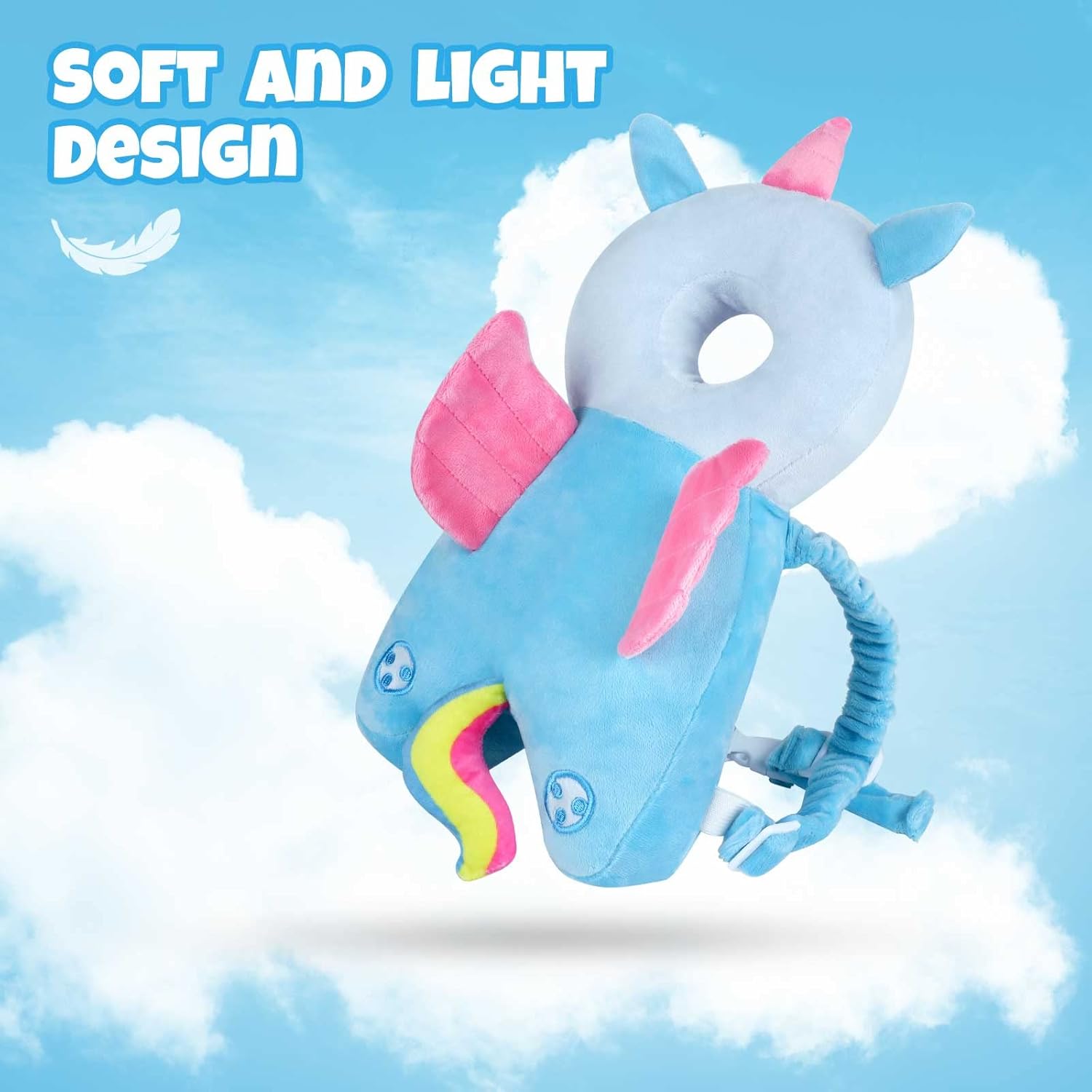 shuangjishan Baby Head Protector & Baby Knee Pads Crawling Adjustable Toddler Head Protection Cushion (Blue Unicorn) : Baby