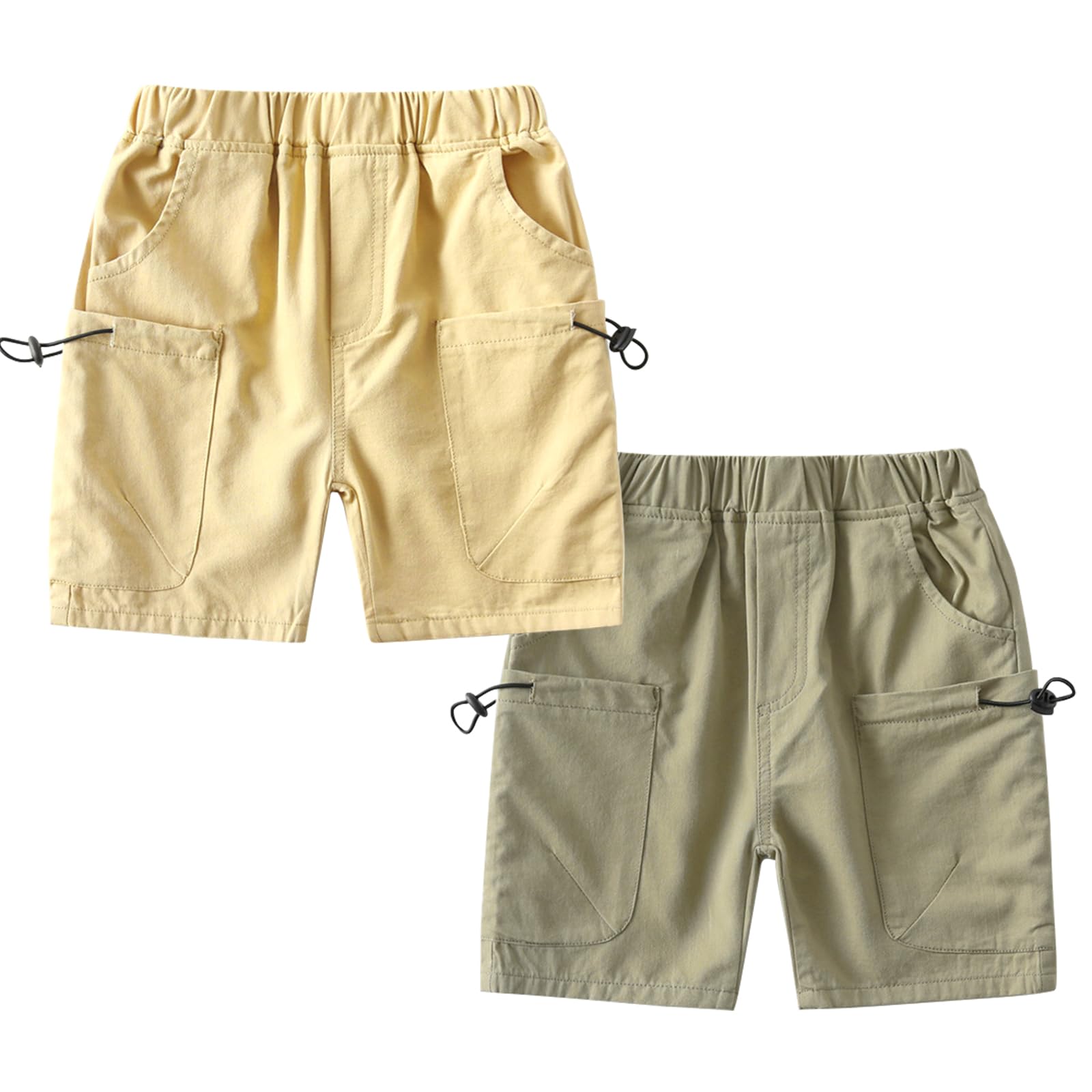 Pantaloncini Bambini Volunboy - Confezione Da 2, Vita Elasticizzata, Tasche, Verde E Nero