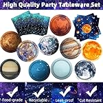 Space Theme Party Decorations 100Pcs Galaxy Planet Outer Space Disposable Plates and Napkins for Kids Space Solar System Planets Baby Shower Birthday Party Decorations, 9inch - Image 3