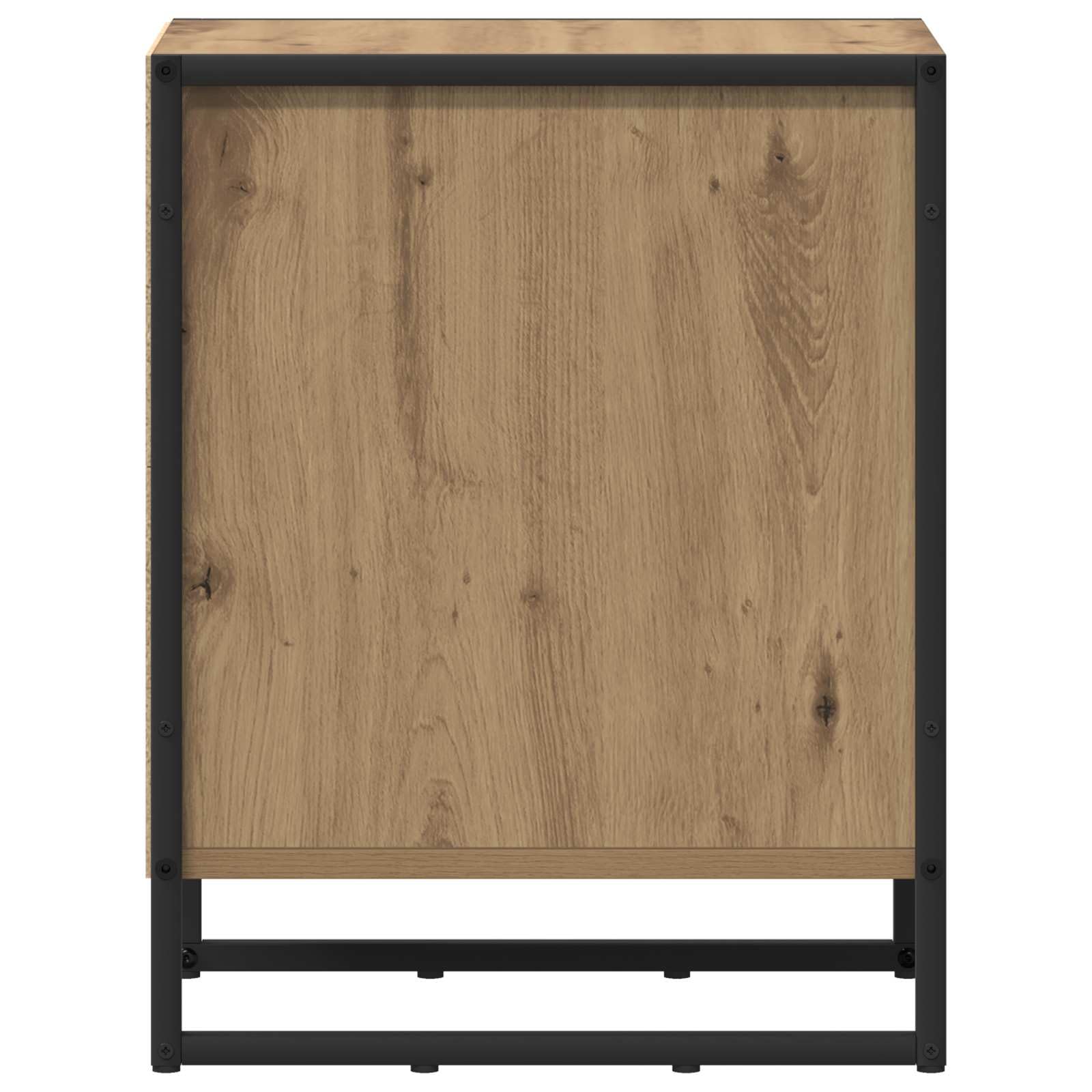 Générique 2-częściowy przemysłowy stolik nocny z drewna i stali, kompaktowy prostokątny 39,5 x 30 x 50 cm, nowoczesny design do sypialni