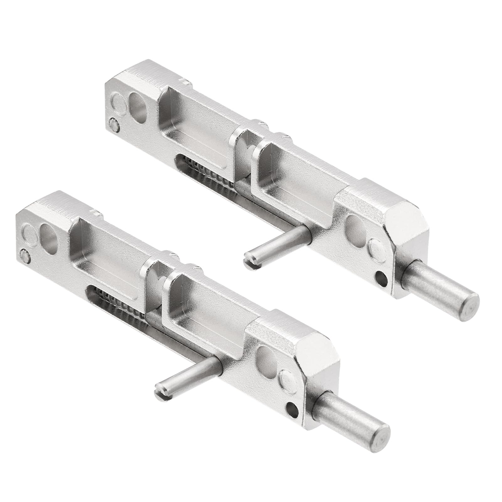 sourcing map 2 Pcs Left Spring-Loaded Gate Latch, Silver Zinc Alloy