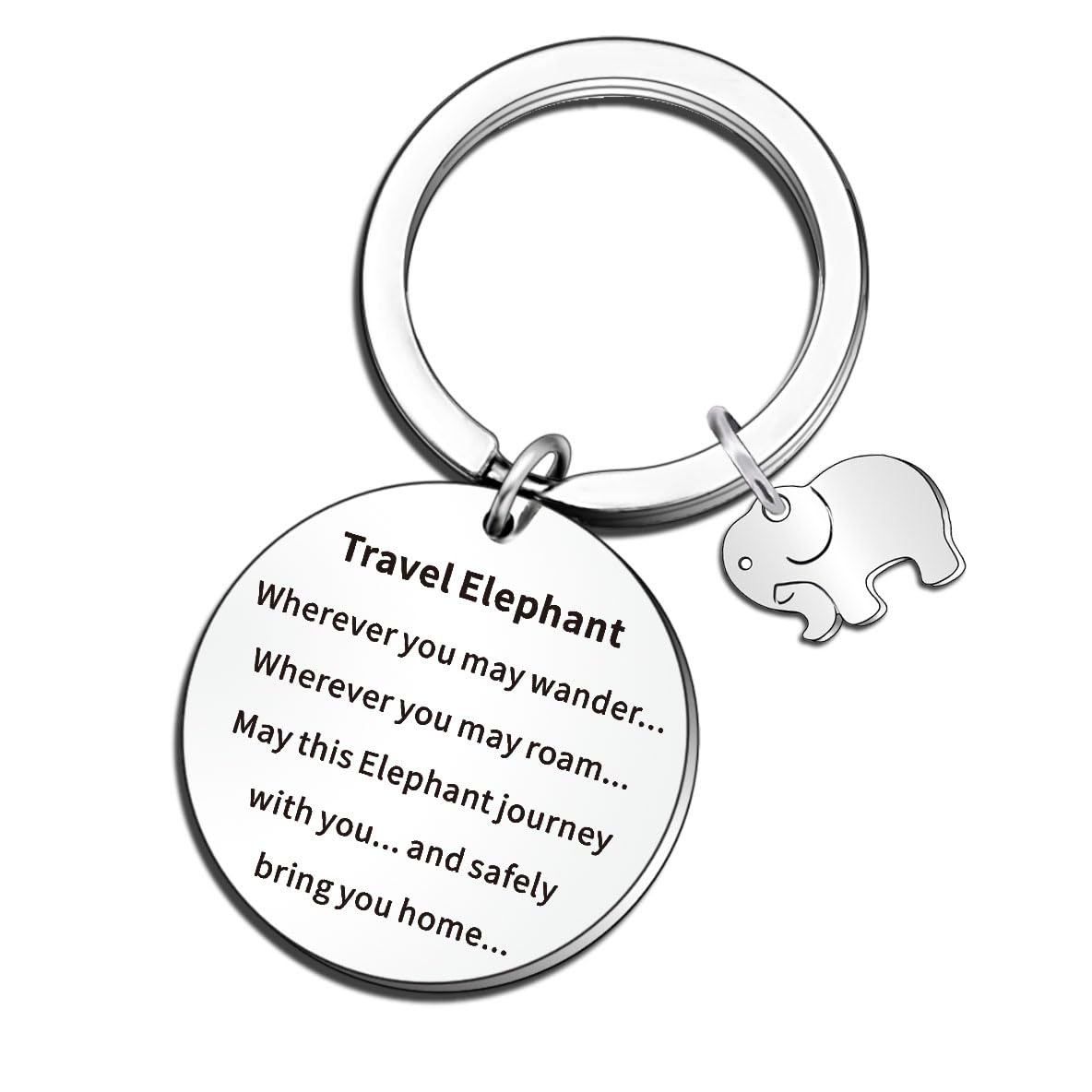 WTOPPTravel Elephant Keyring, Cute White Elephant Gifts for Adults, Good Luck Charms for Travel Lovers, Christmas Stocking Stuffers for Women Men