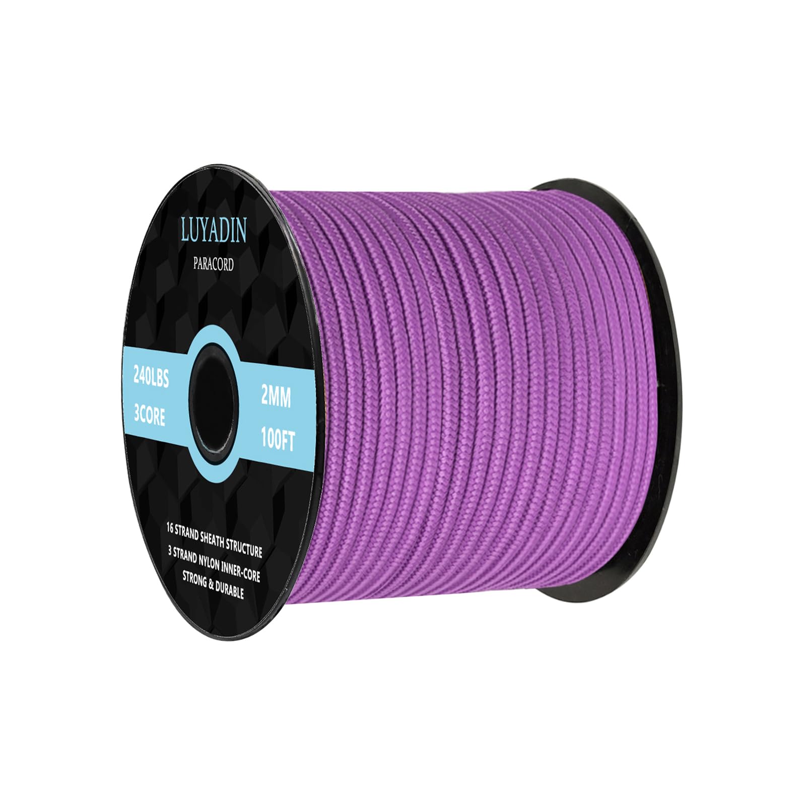 LUYADIN Paracord 240lb - Diameter 2mm Micro Utility Thick String Cord -3 Strand Parachute Spool Cord - 100ft 200ft, Paracord for Camping, Hiking, Fishing, Outdoor and DIY — image 1