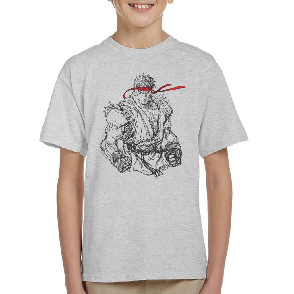 Cloud City 7 Heather Grey Street Fighter Ryu Dark Line Kid's T-Shirt