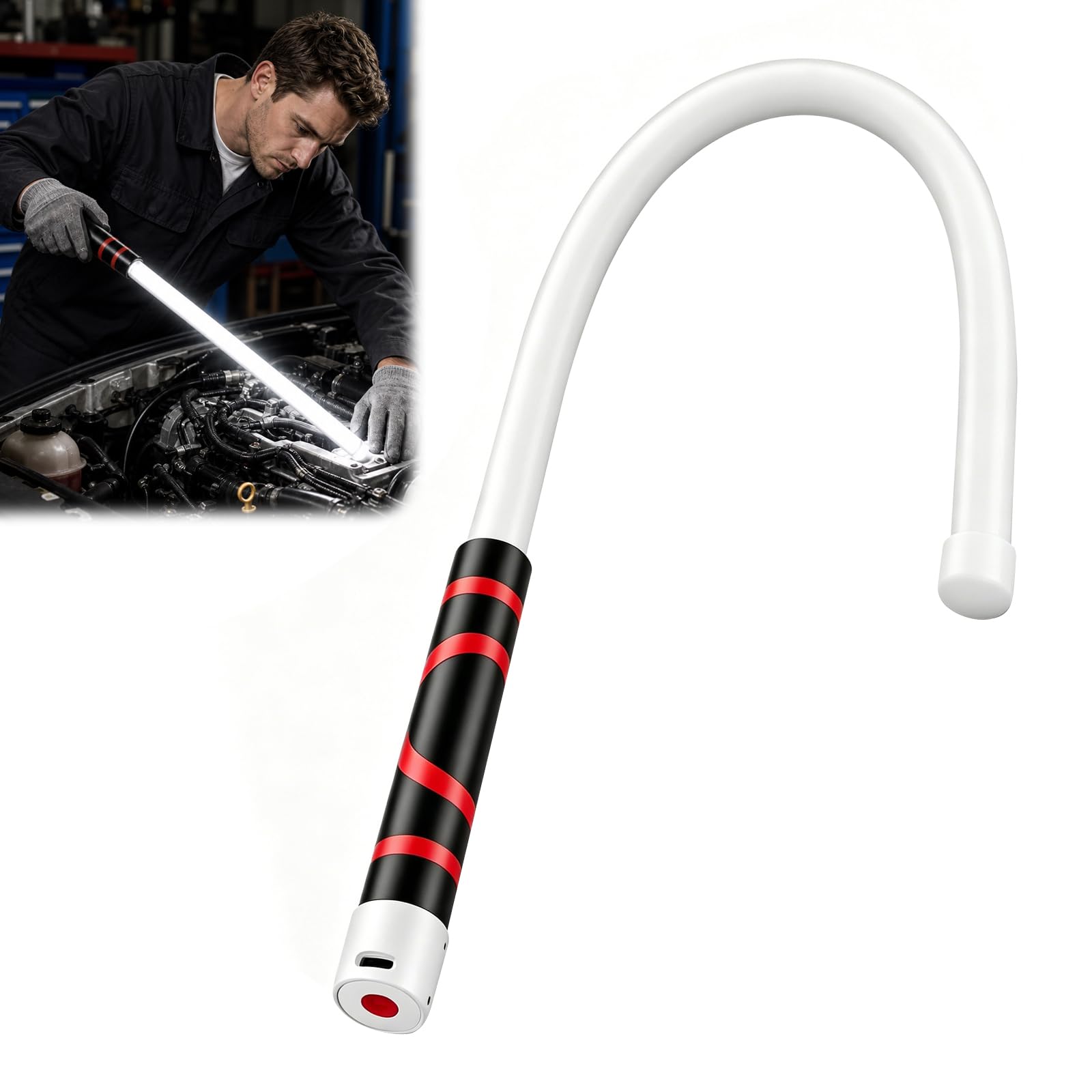 LED Arbeitsleuchte, flexible biegsame LED Taschenlampe mit 3 Helligkeitsstufen, tragbare mechanische Arbeitsleuchte für enge Bereiche, Autoreparaturen und technische Inspektionen im Werkstattbereich