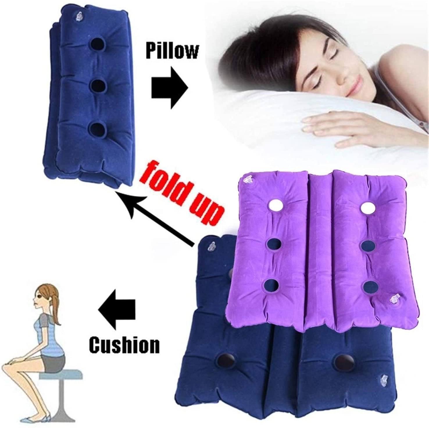 Cojín Inflable para Asiento de Oficina, cojín de Aire para Silla de Ruedas médica, colchón Inflable para Asiento, antiescaras, para aliviar la presión del nervio ciático (Morado)