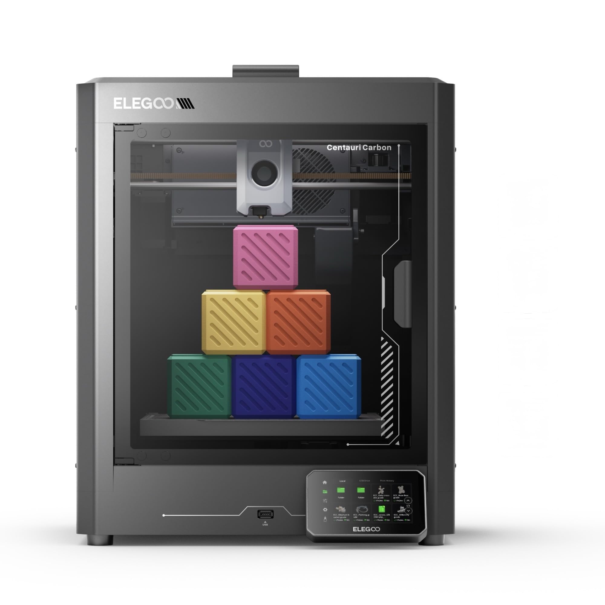 ELEGOO Centauri Carbon 3D Printer, CoreXY 500mm/s High Speed Printing with Auto Calibration, 320℃ Nozzle and Built-in Camera, Ready to Print Out of the Box, 256x256x256mm Printing Size