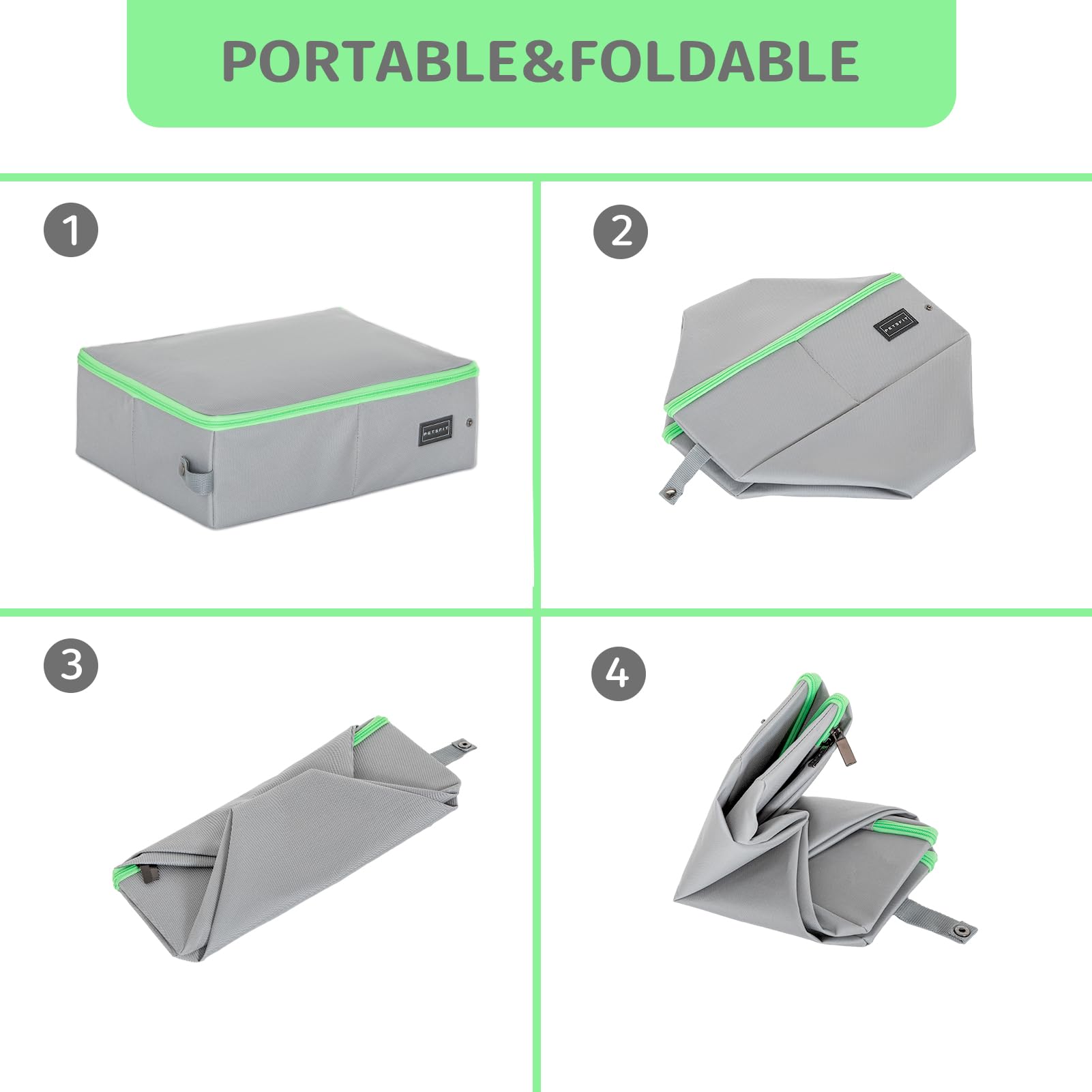 Petsfit Lettiera per gatti da viaggio, pieghevole e portatile, toilette per gatti, facile da pulire, Grigio