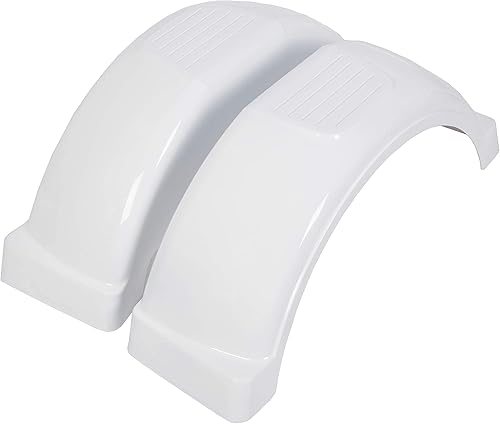 HECASA Juego de 2 guardabarros de remolque de un solo eje, ruedas de 13 pulgadas, neumáticos de plástico, falda de escalón, barco sin escalón