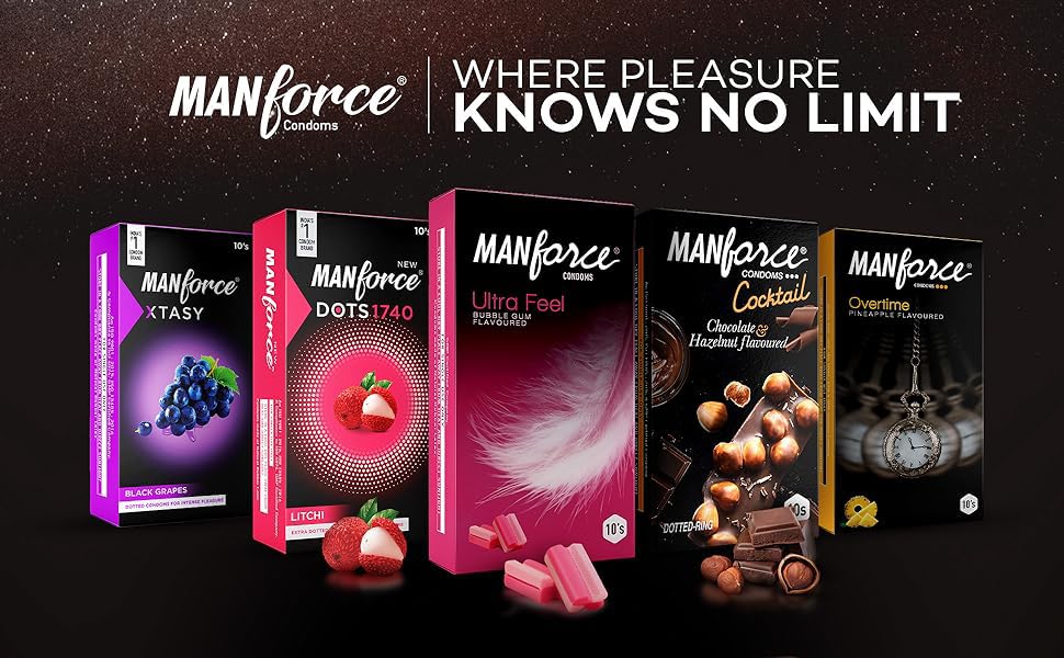 Image of Manforce Overtime 3 In 1 Orange Flavour Condoms, 10 Count