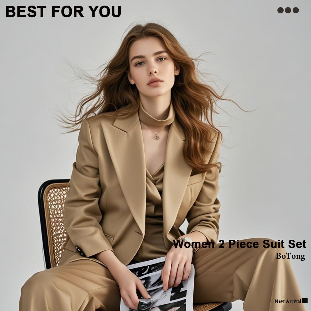 Completo da donna in due pezzi, con risvolto a punta, con tasca a getto, pantaloni da donna, per ufficio, lavoro, slim fit, abbigliamento casual, blazer e pantaloni
