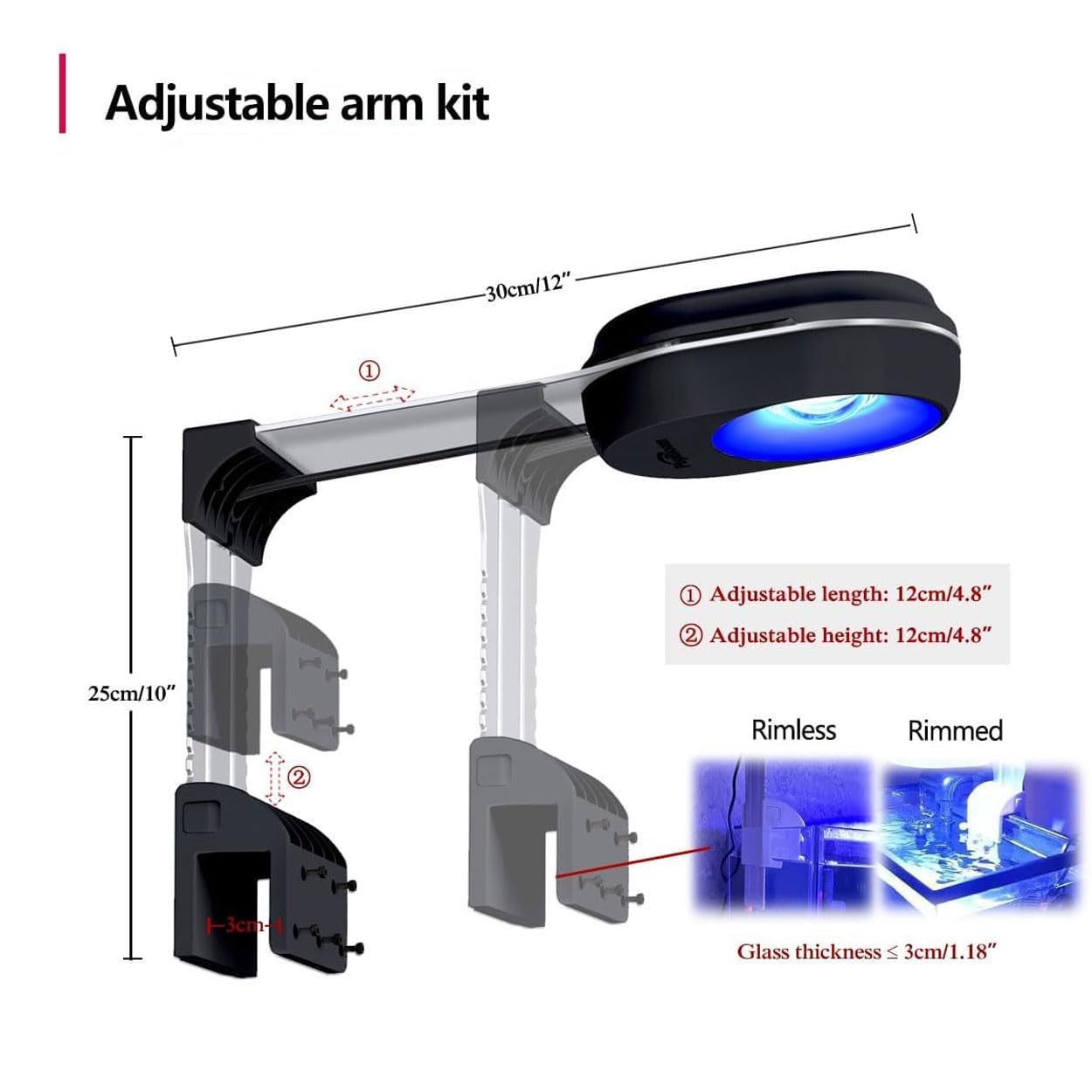 PopBloom RL60 WiFi Led Aquarium Beleuchtung 60w, Meerwasser Aquarium Lampe für Reef Coral Fish Nano Salzwasser Aquariums, Hohe Leistung, APP Unterstützung für Deutsch (60W WiFi (Schwarz))