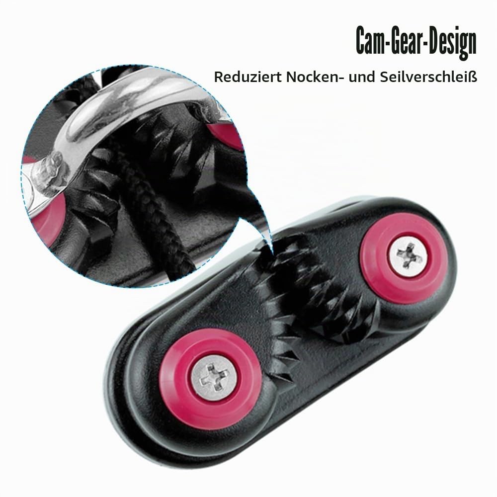 MiOYOOW 2 Stück Nockenklampe, Marine Kugellager Nockenklampen Fairlead, Maximaler Leinendurchmesser 15mm, Kajak Aluminium Nockenklampe für Segelboot, Kajak, Boot, Kanu