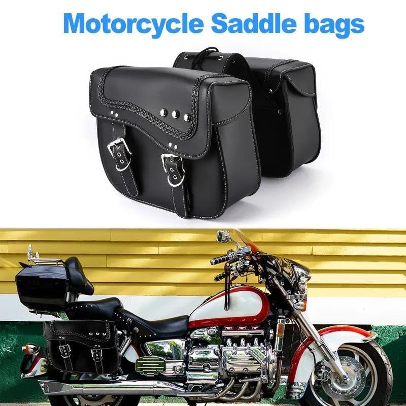 Motorfiets accessoires lederen zadeltas zijgereedschap bagage opbergtas zadeltassen (kleur: zwart