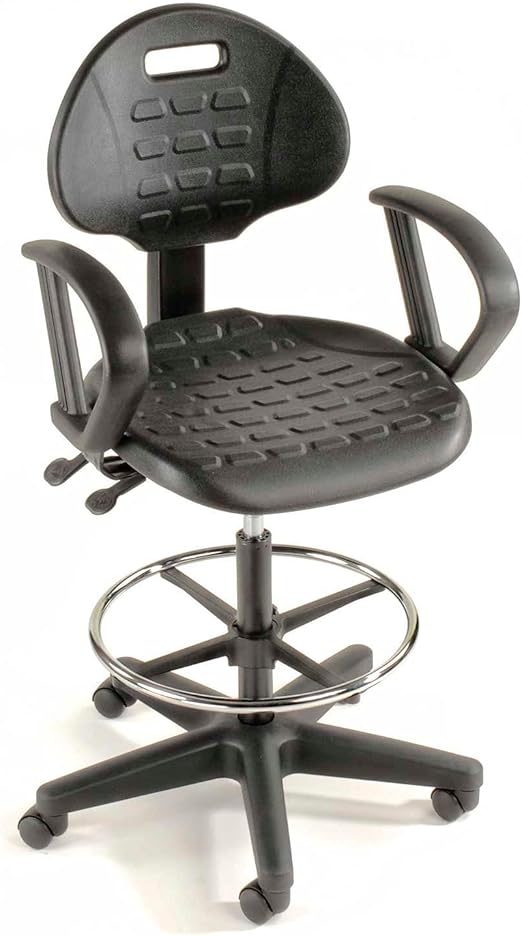 GLOBAL INDUSTRIAL 5-Way Adjustable Ergonomic Stool with Loop Armrests Black