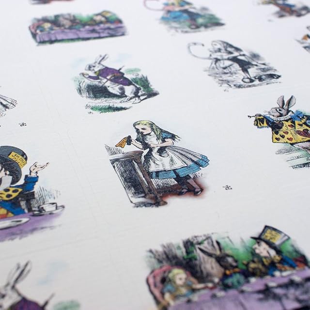 Colour/Black and White Mixed ALICE IN WONDERLAND STICKER SHEET 35 Stickers