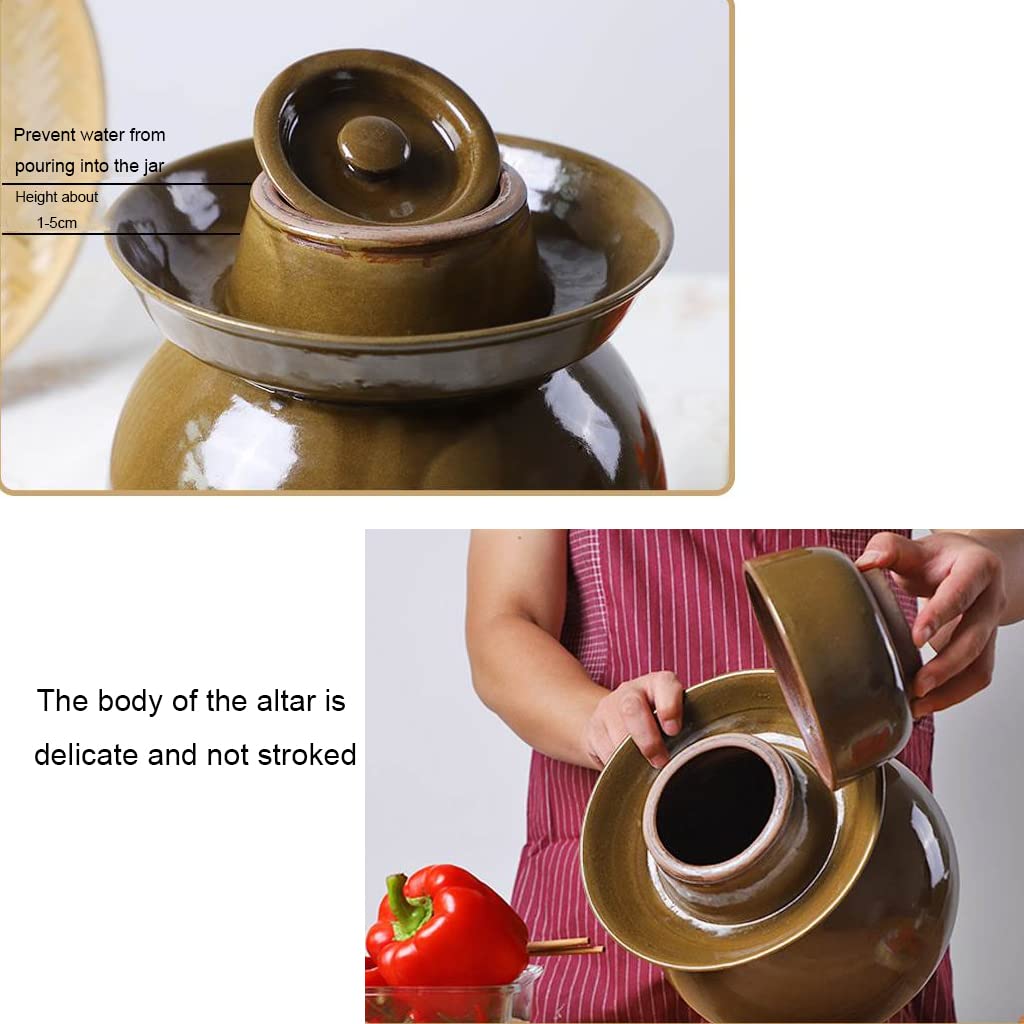 ZHOUXIAO Frasco De Fermentación De Cerámica De Cerámica Tradicional Jarra De Encurtido con Tapa De Esclusa De Sello De Agua, Gran Espesor De Cerámica Jarra De Pepinillo 9KG
