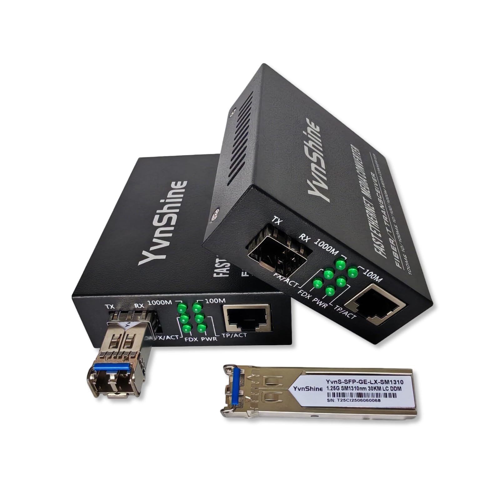 Lot de 2 convertisseurs de média Ethernet à fibre optique - Comprend 2 émetteurs-récepteurs SFP monomode 1,25 G à double fibre - Convertisseur Gigabit SFP vers RJ45 avec module 1000BASE-SX SFP vers LC