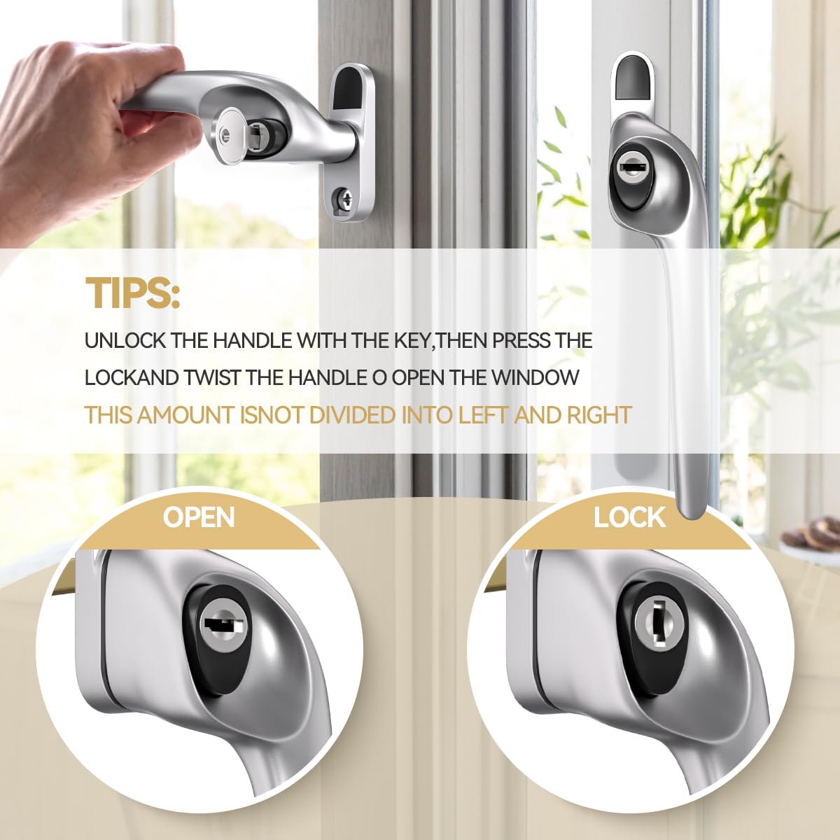 Bwintech Offset-Fenstergriff aus satiniertem Chrom, UPVC-Zinklegierung, rechts, 43 mm Spindel für Innen- und Außenbereich, UPVC-Fenster, 4 Stück